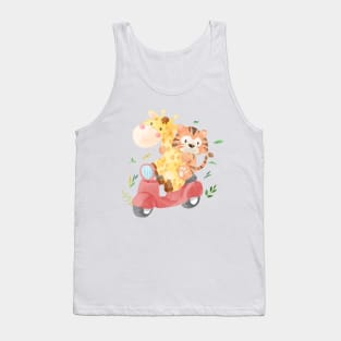 cute animal friends riding scooter Tank Top